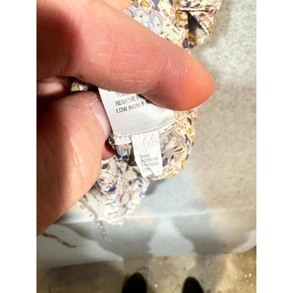 Xhilaration Blouse Top Women's L Multicolor Printed Pleated Belted Button Front - Picture 8 of 11